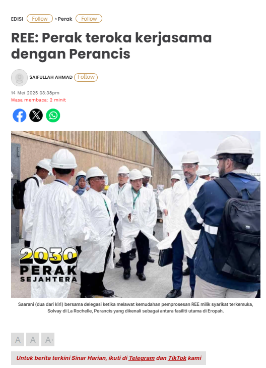 REE: Perak teroka kerjasama dengan Perancis